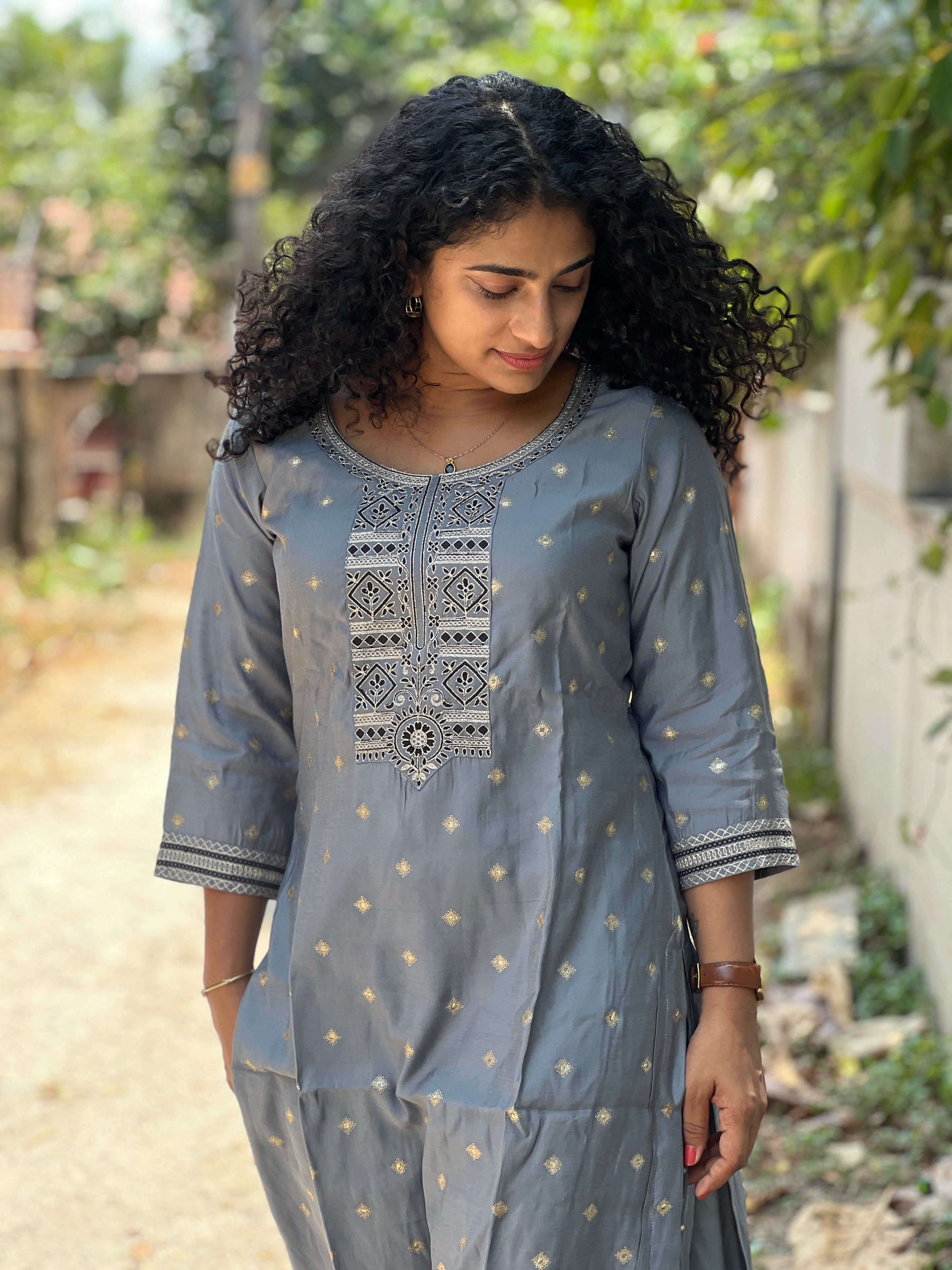 Foil Print Muslin Finish Kurta Set | SV251