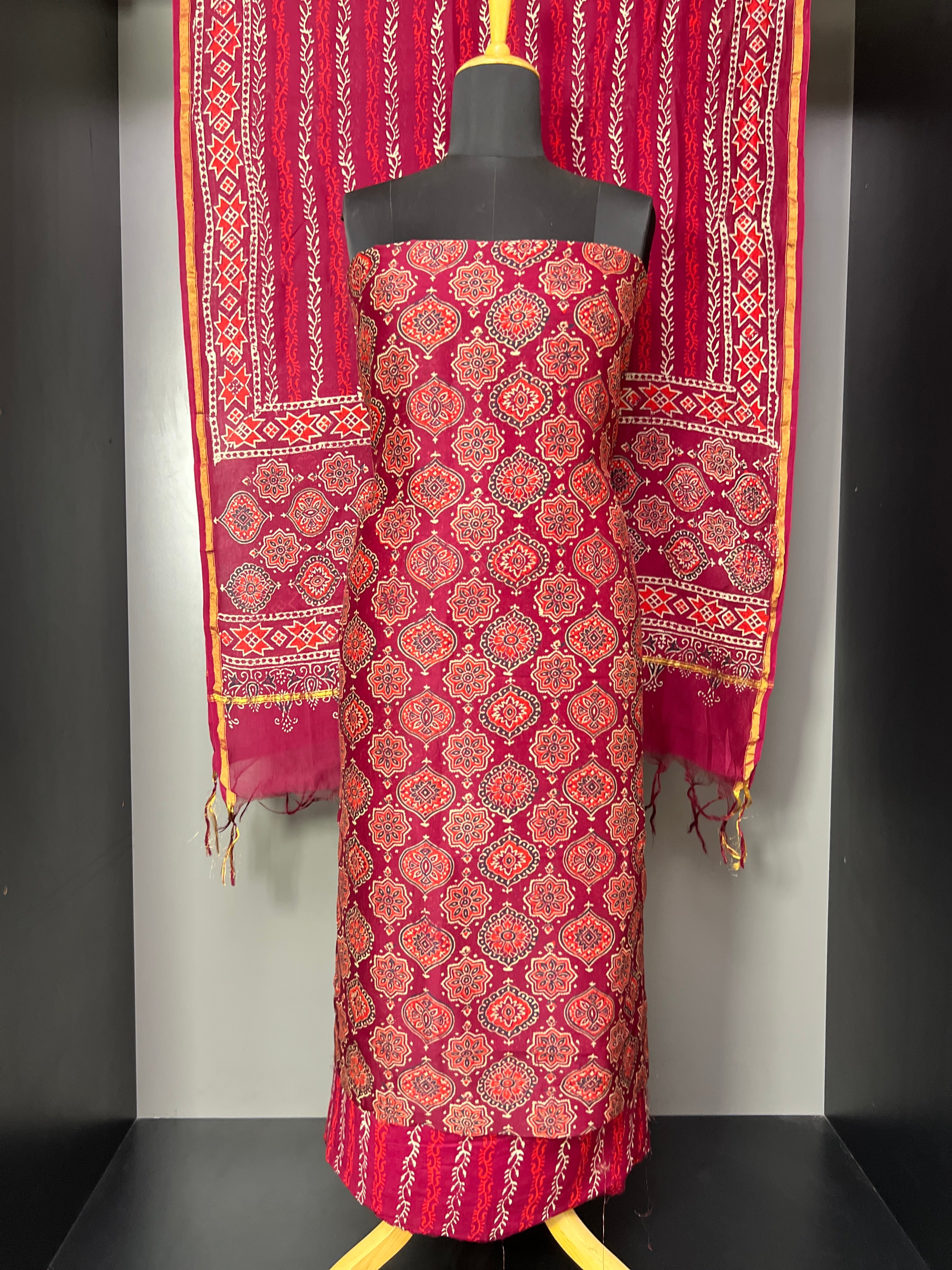 Ajrak Print Patterned Chanderi Salwar Set | JKL501