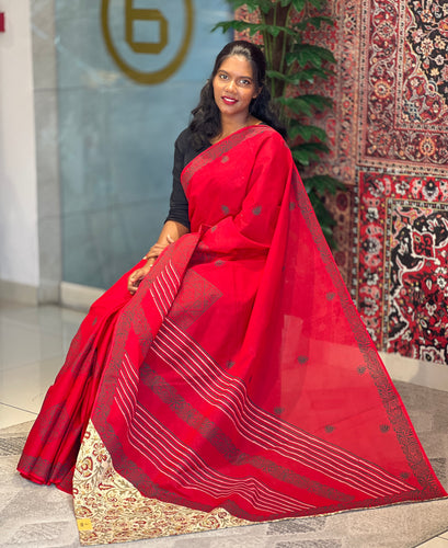 Block Printed Cotton Saree | SFA101