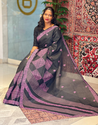Block Printed Cotton Saree | SFA102