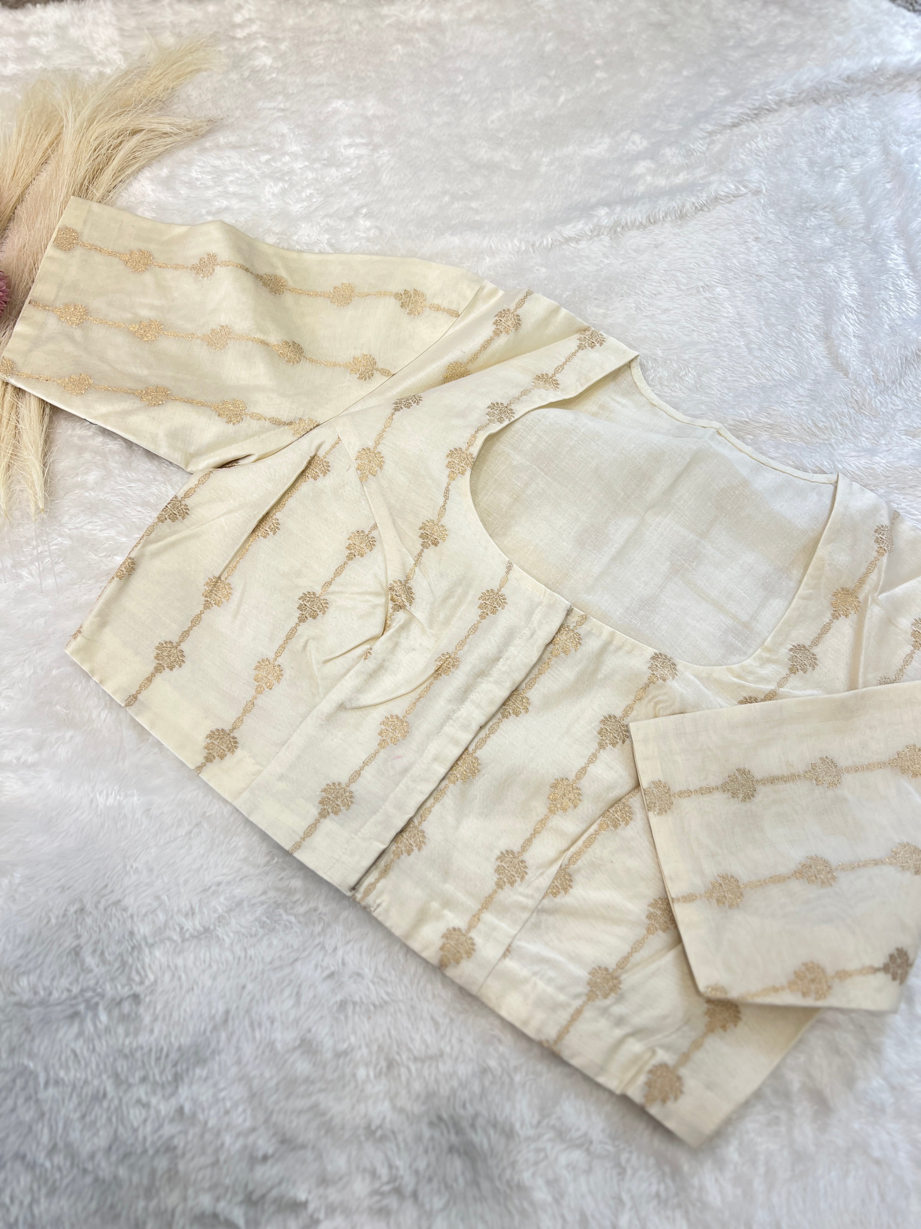 Zari Weaved Semi Silk Ready Made Blouse | DNB175