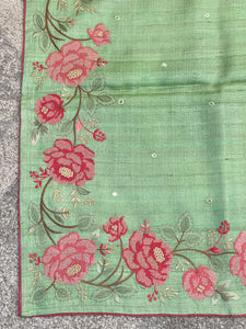 Cross Stitch Embroidered Desi Tussar Saree | RGD325