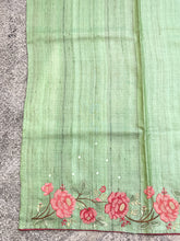 Cross Stitch Embroidered Desi Tussar Saree | RGD325