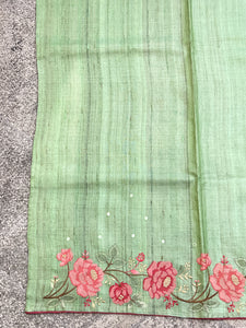 Cross Stitch Embroidered Desi Tussar Saree | RGD325