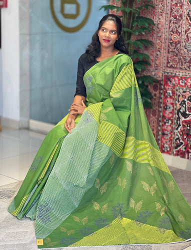 Block Printed Cotton Saree | SFA128