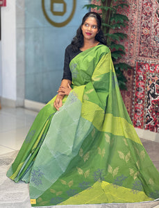 Block Printed Cotton Saree | SFA128