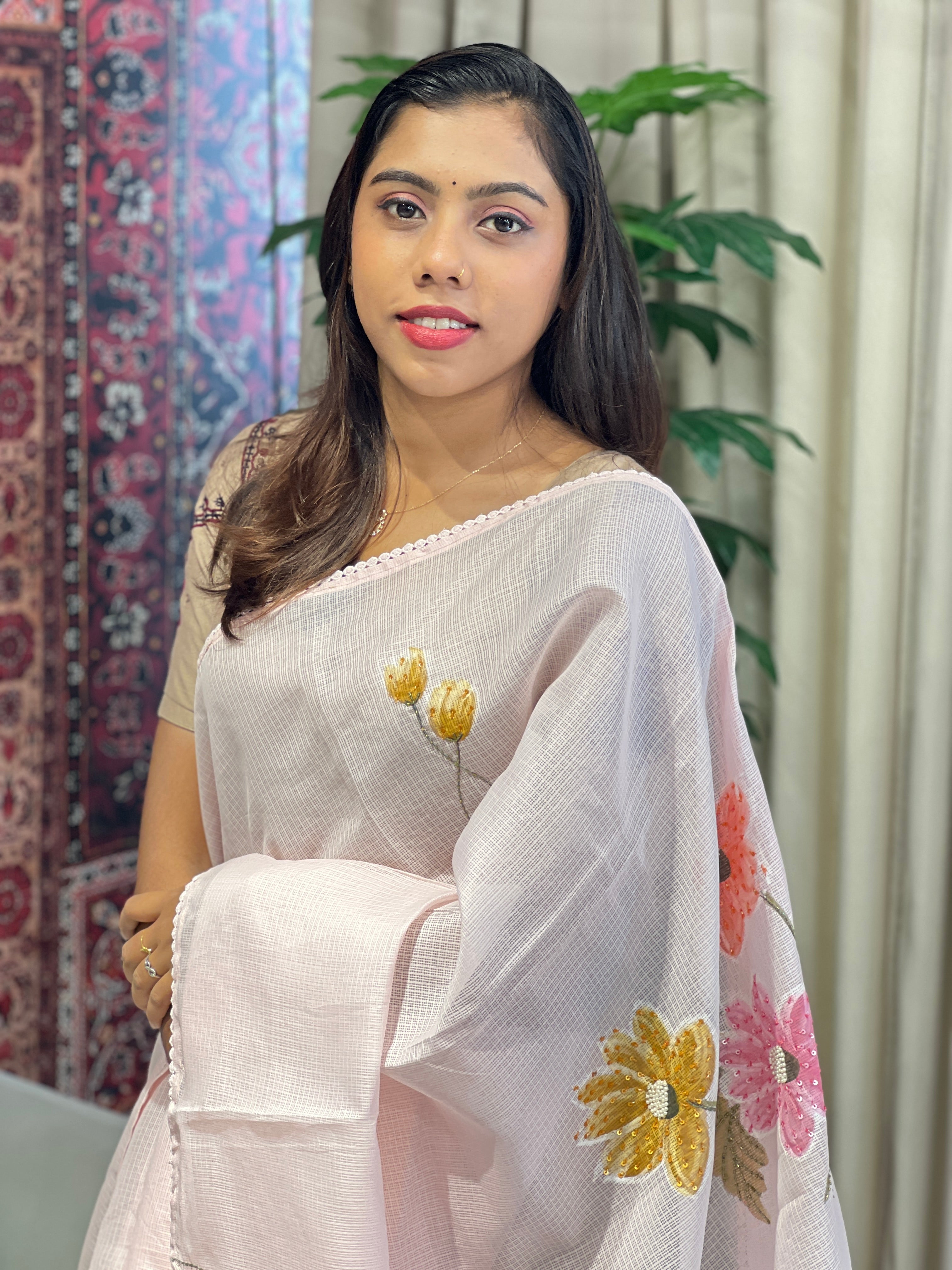 Floral Patterned Silky Kota Saree | BLD1849