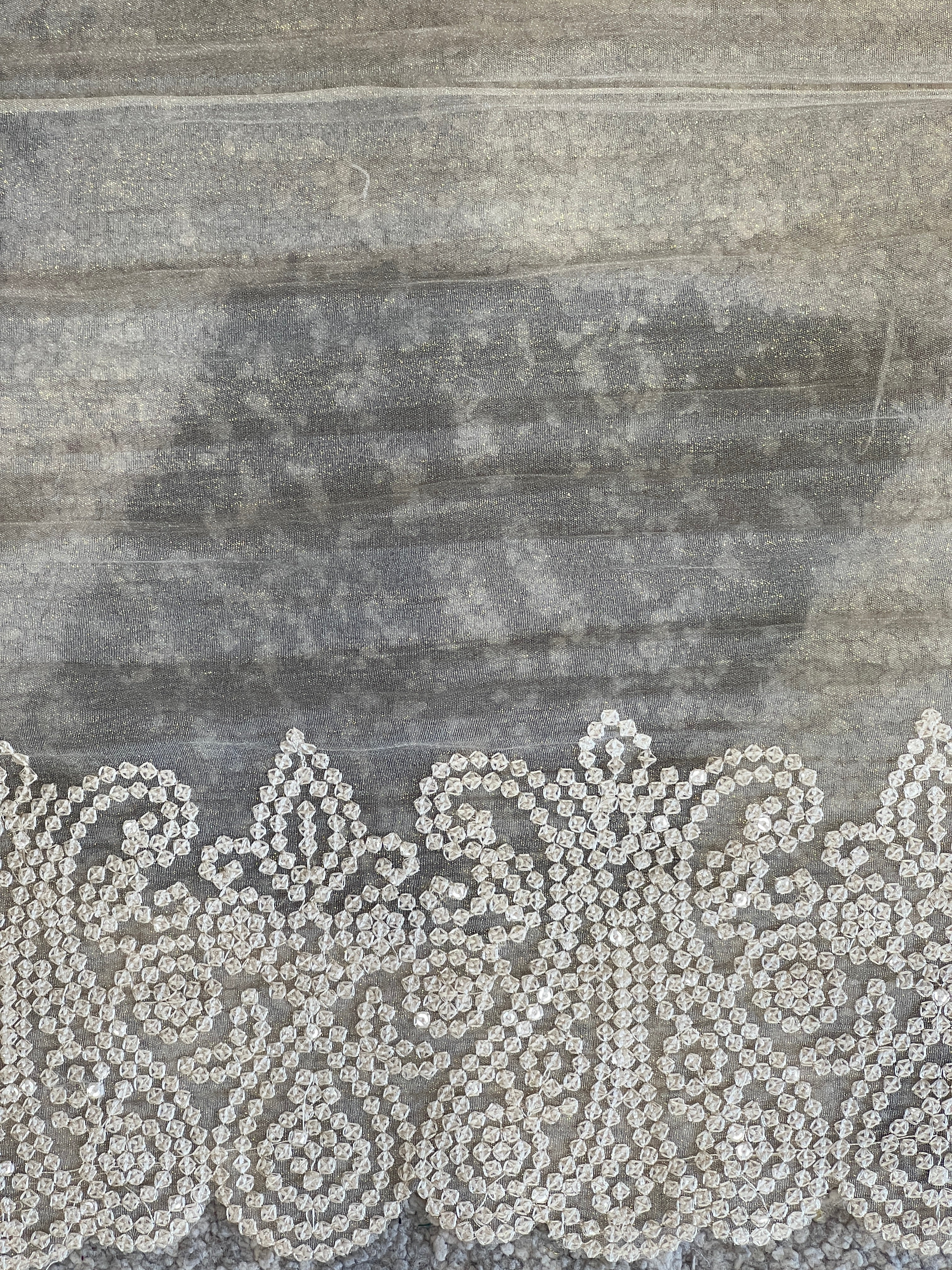 Machine Embroidery Detailed Shimmer Organza Saree | BLD1832