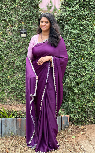 Cut Beads Embroidery Border Butter Crepe Saree | ISP128