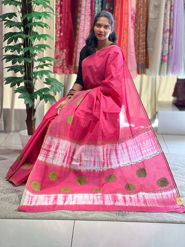 Printed Dot patterned Cotton Saree | SFA112