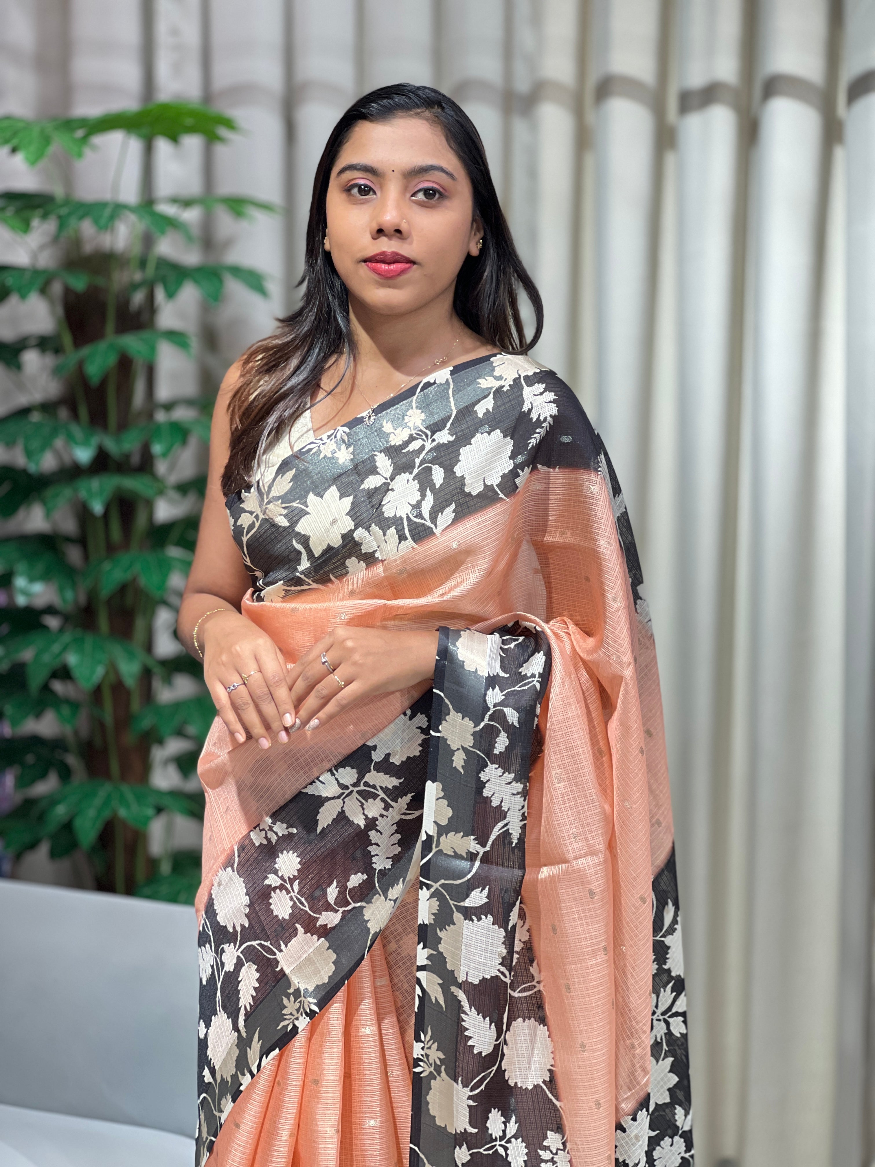 Floral Printed Silky Kota Saree | HT388
