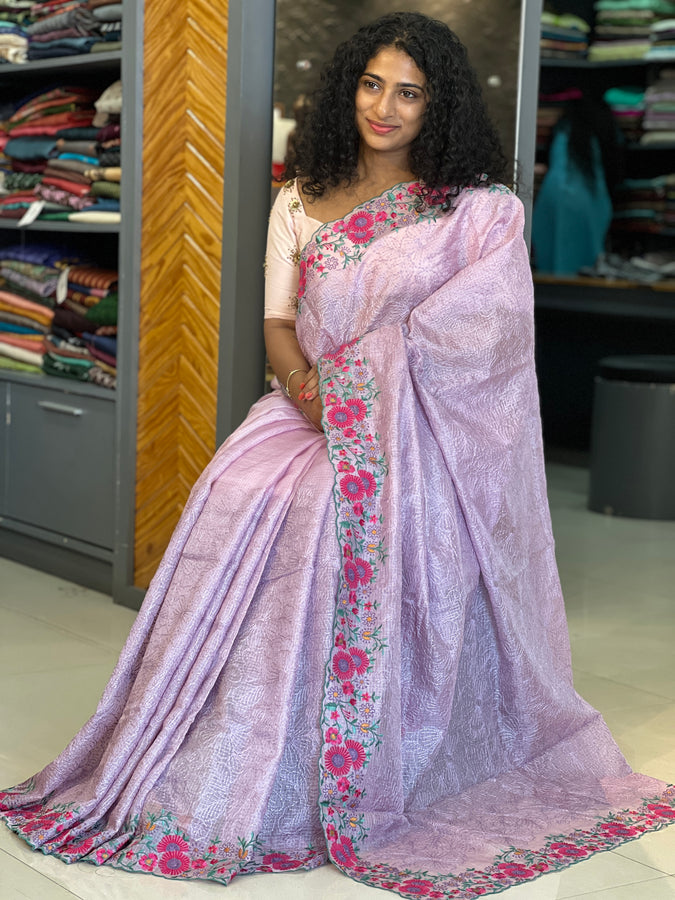 Floral Embroidery Tussar Kota Saree | SBS871