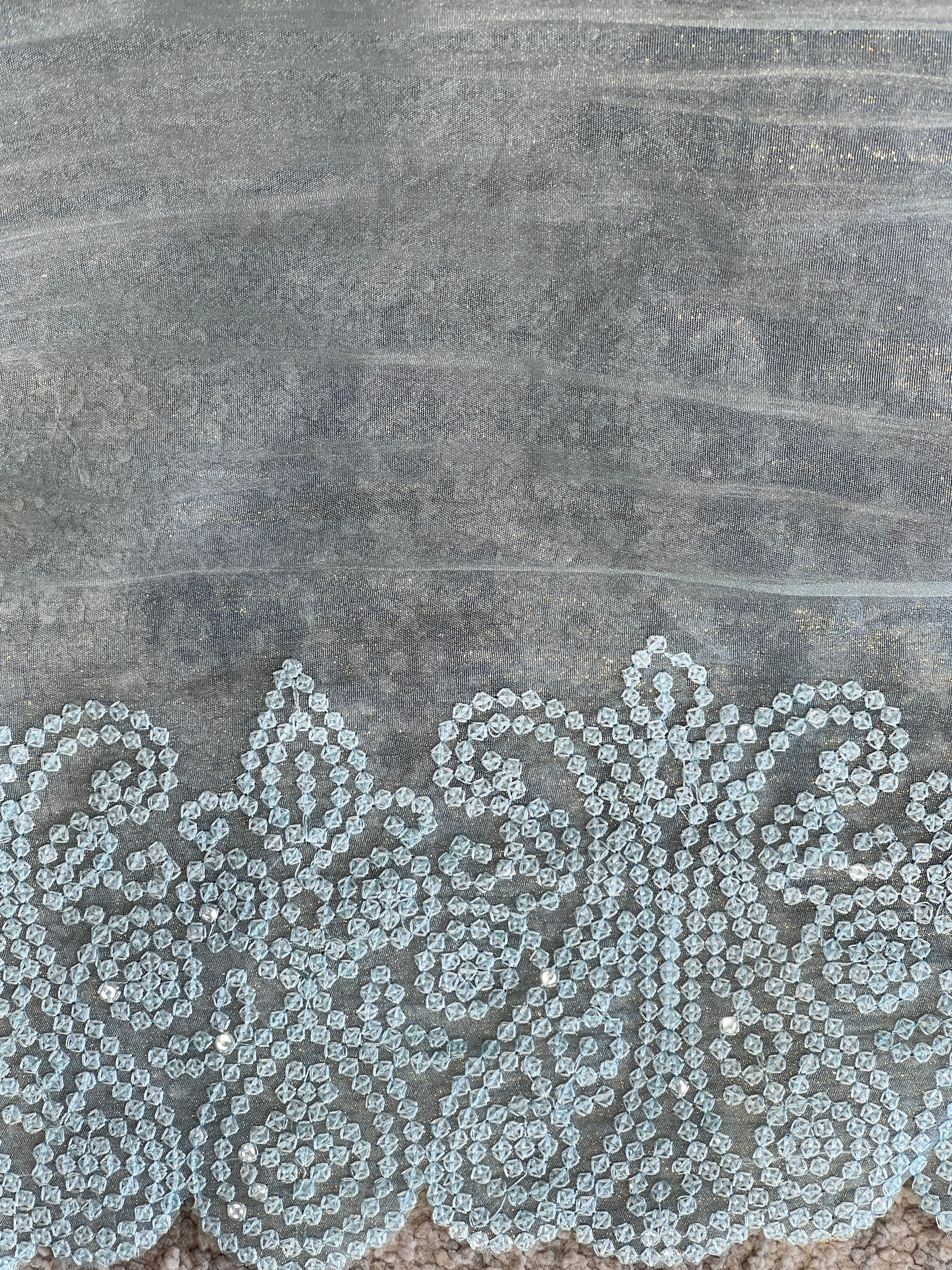 Machine Embroidery Detailed Shimmer Organza Saree | BLD1833