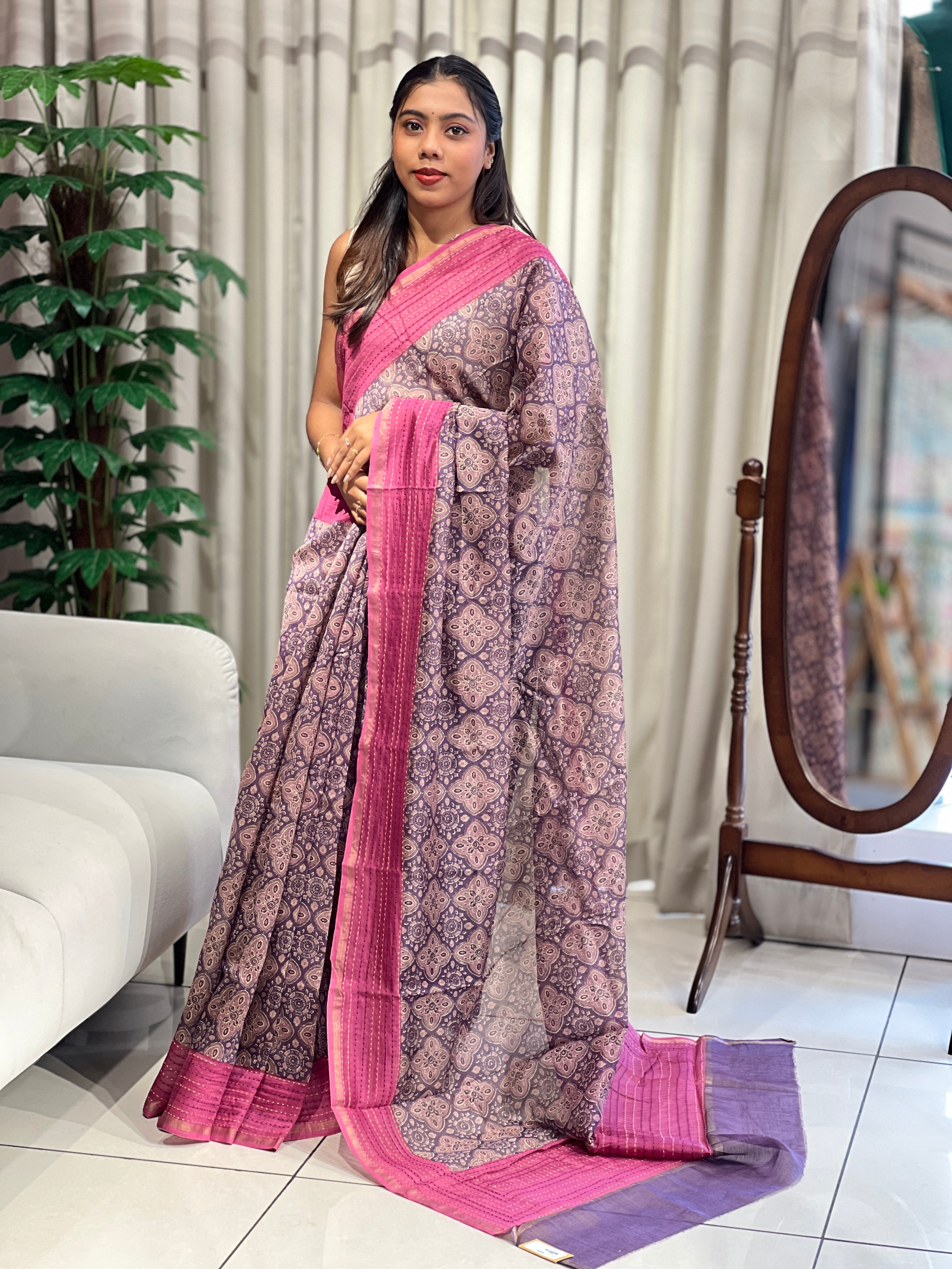 Digital Printed Chanderi Saree | RGD1018