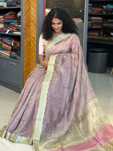 Block Printed  Modal Chanderi Saree | SMC108