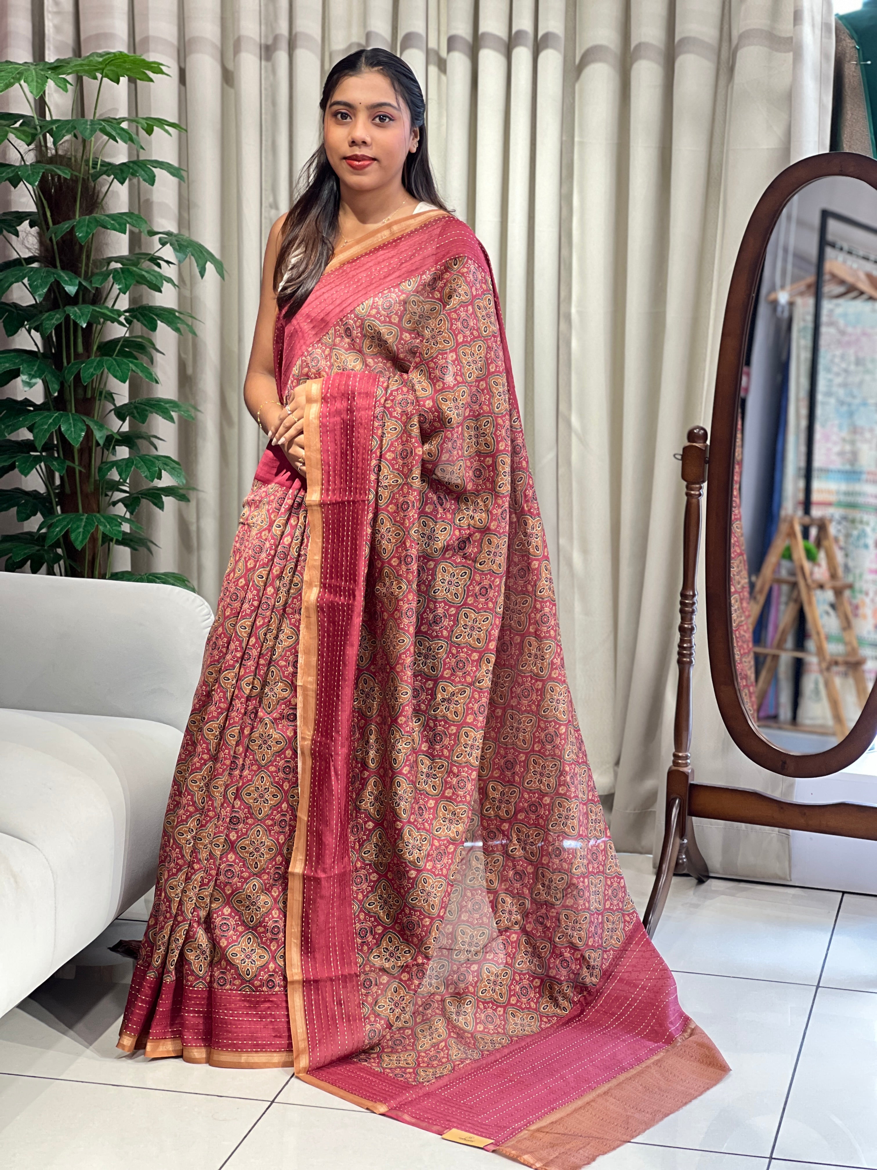 Digital Printed Chanderi Saree | RGD1017