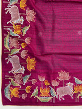 Embroidered Tussar Saree With Pichwai Design | RGD326