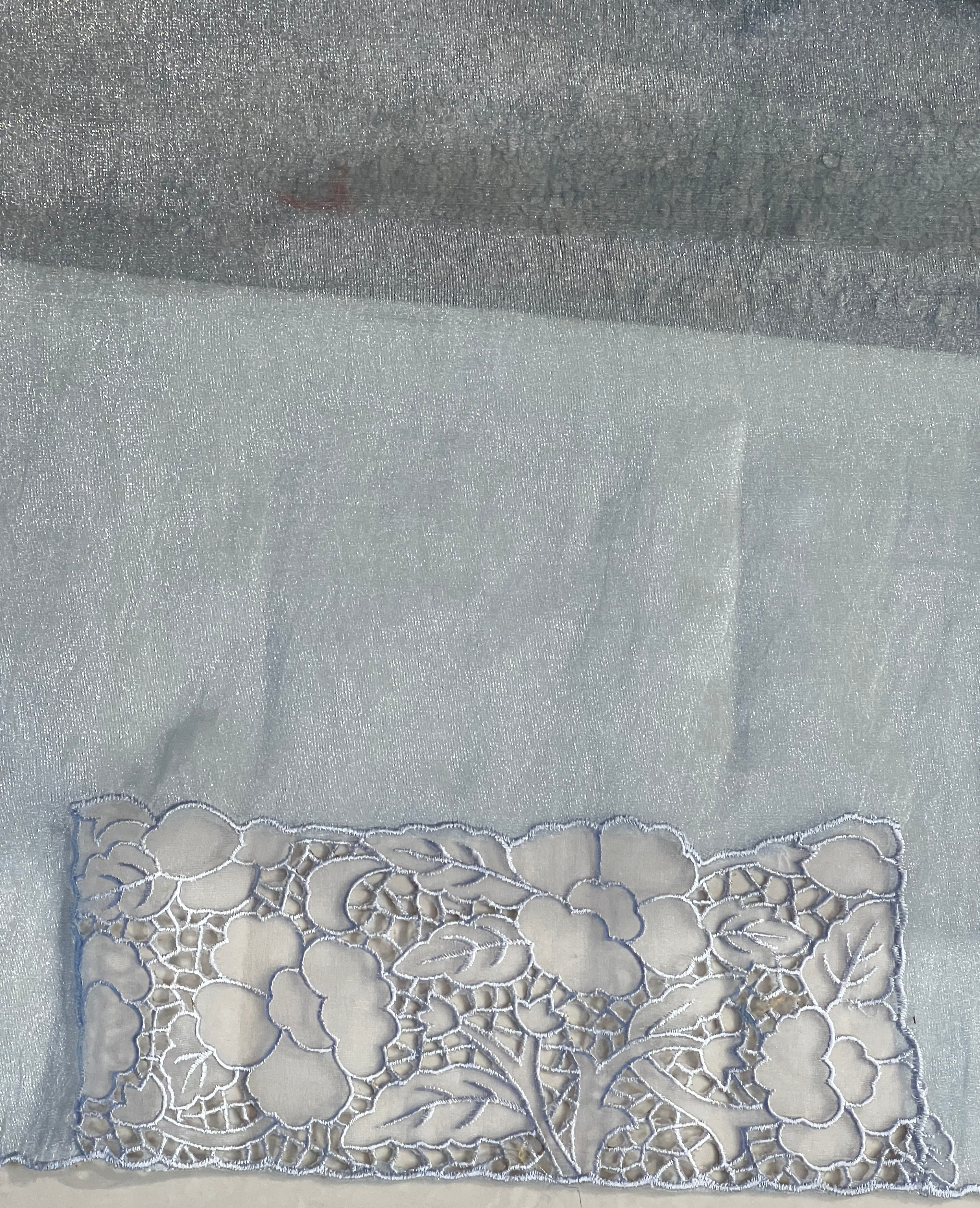 Machine Embroidery Cutwork Detailed Shimmer Oragnza Saree | BLD460