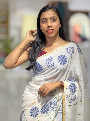 Block Printed Soft Cotton Saree | SFA124