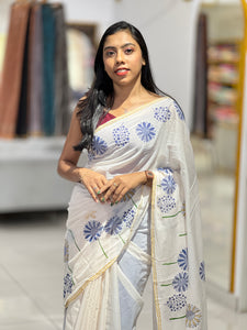 Block Printed Soft Cotton Saree | SFA124