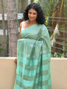 Embroidery Bhgalpuri Linen Saree | NHH138