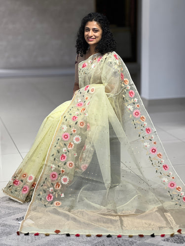 Floral Embroidered Organza Saree | RGD567