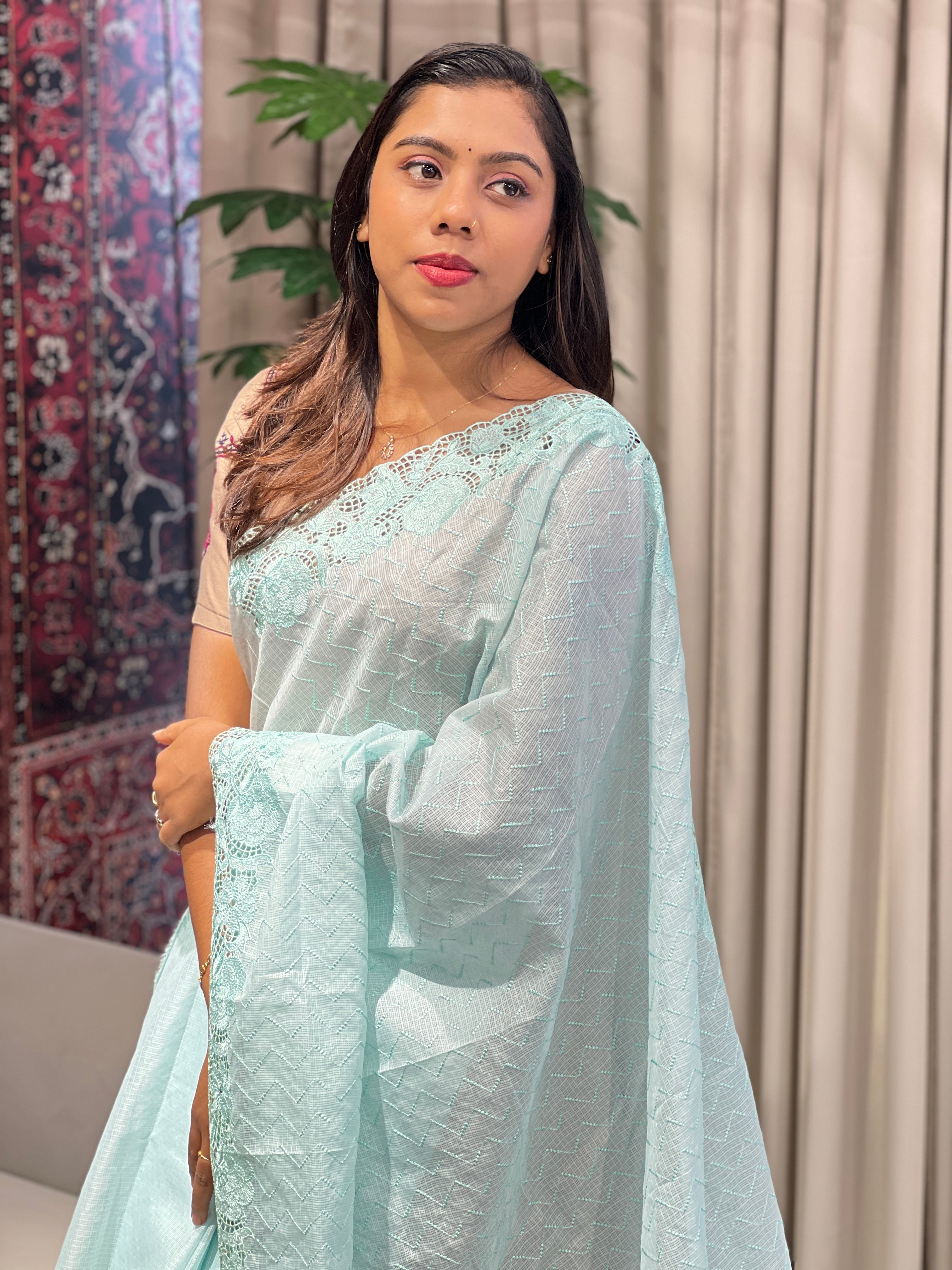 Zig Zag Embroidery Detailed Kota Saree | BLD1858