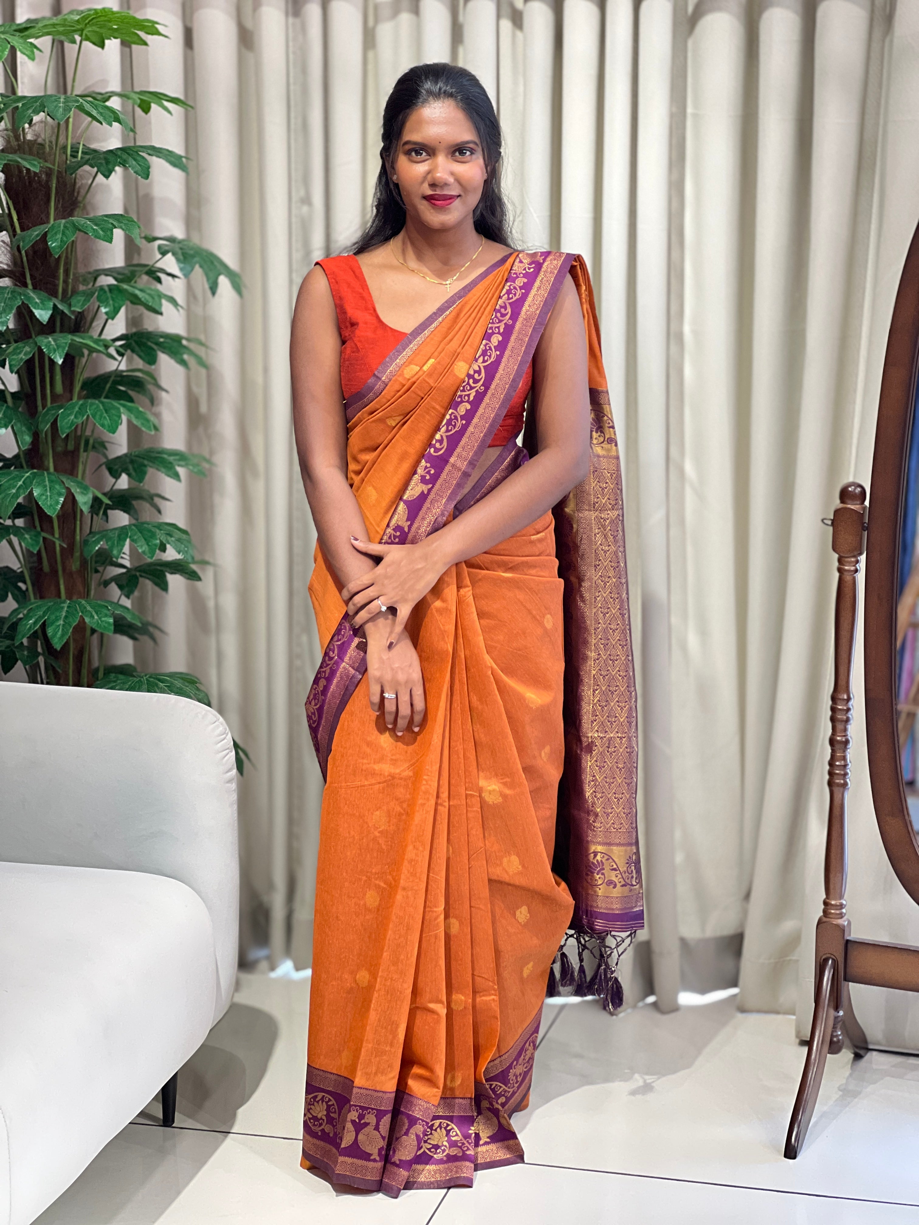 Traditional Zari Woven Cotton Silk Saree | HT400
