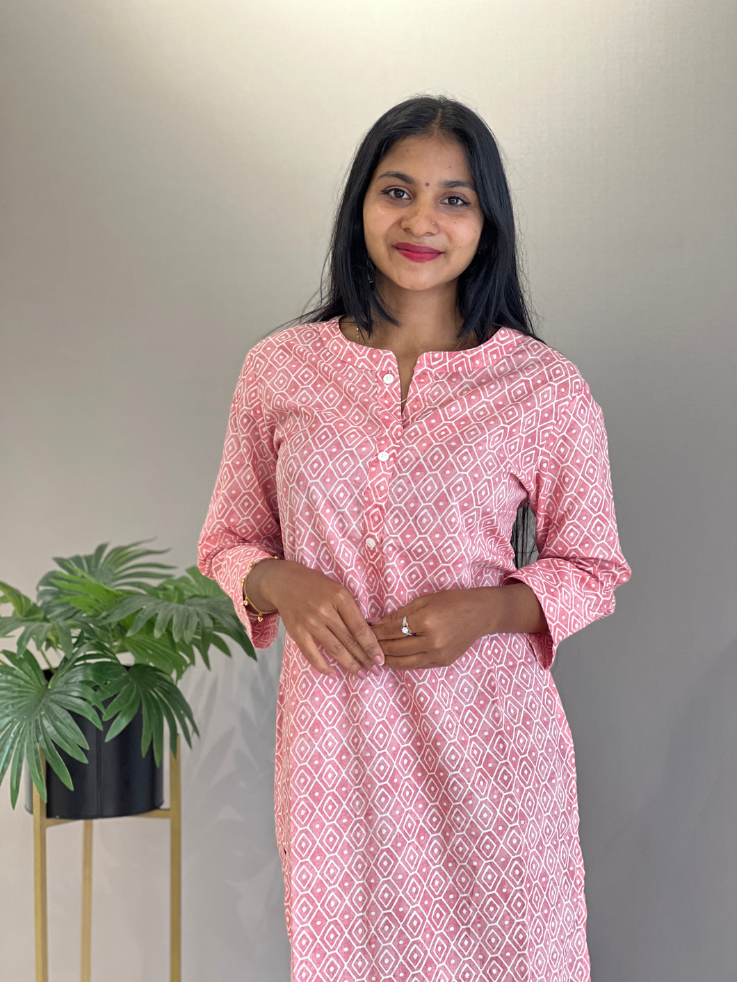 Geometric Patterned Cotton Kurta | NCF225