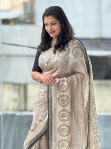 Printed Pattern Muga Tussar Saree | UVS109