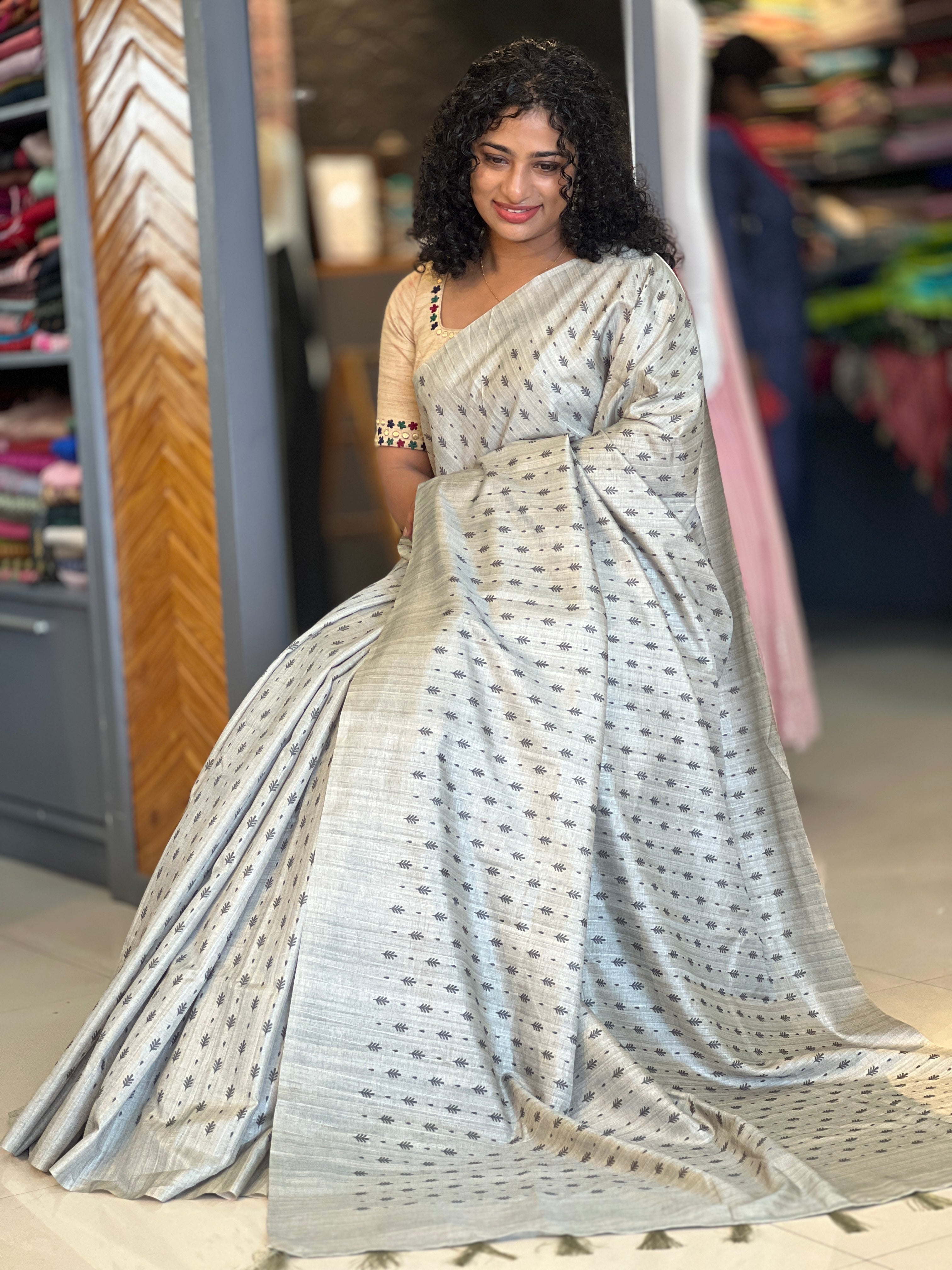 Printed Semi Tussar Saree | SBP199