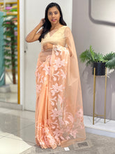 Floral Applique Detailed Organza Saree | MM107