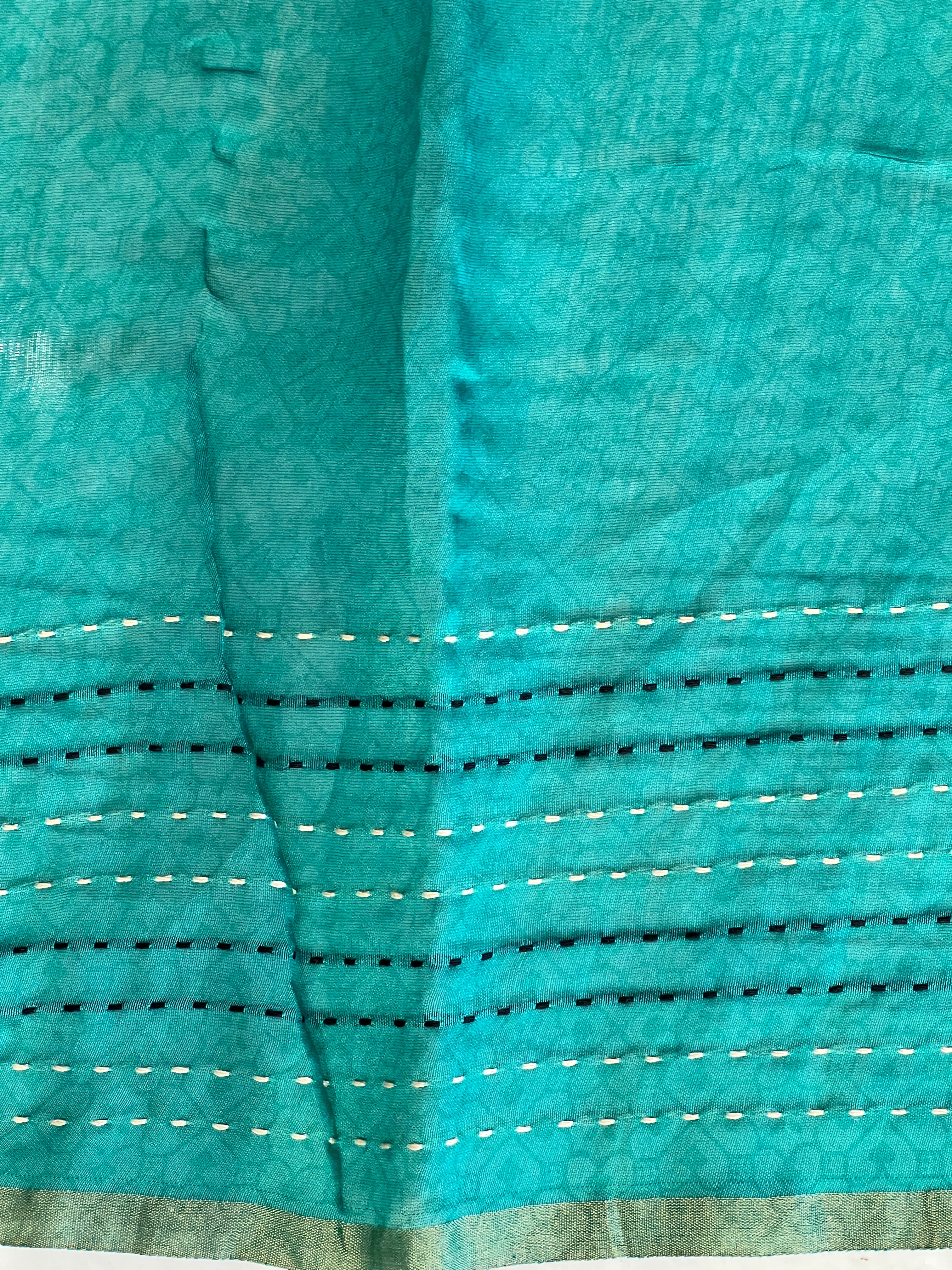 Floral Print With Kantha Border Detailed Chanderi Saree | RGD1022