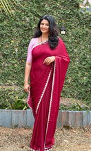 Cut Beads Embroidery Border Butter Crepe Saree | ISP128