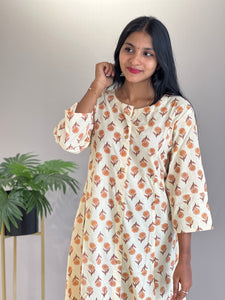 Screen Printed Cotton Kurta | NCF220