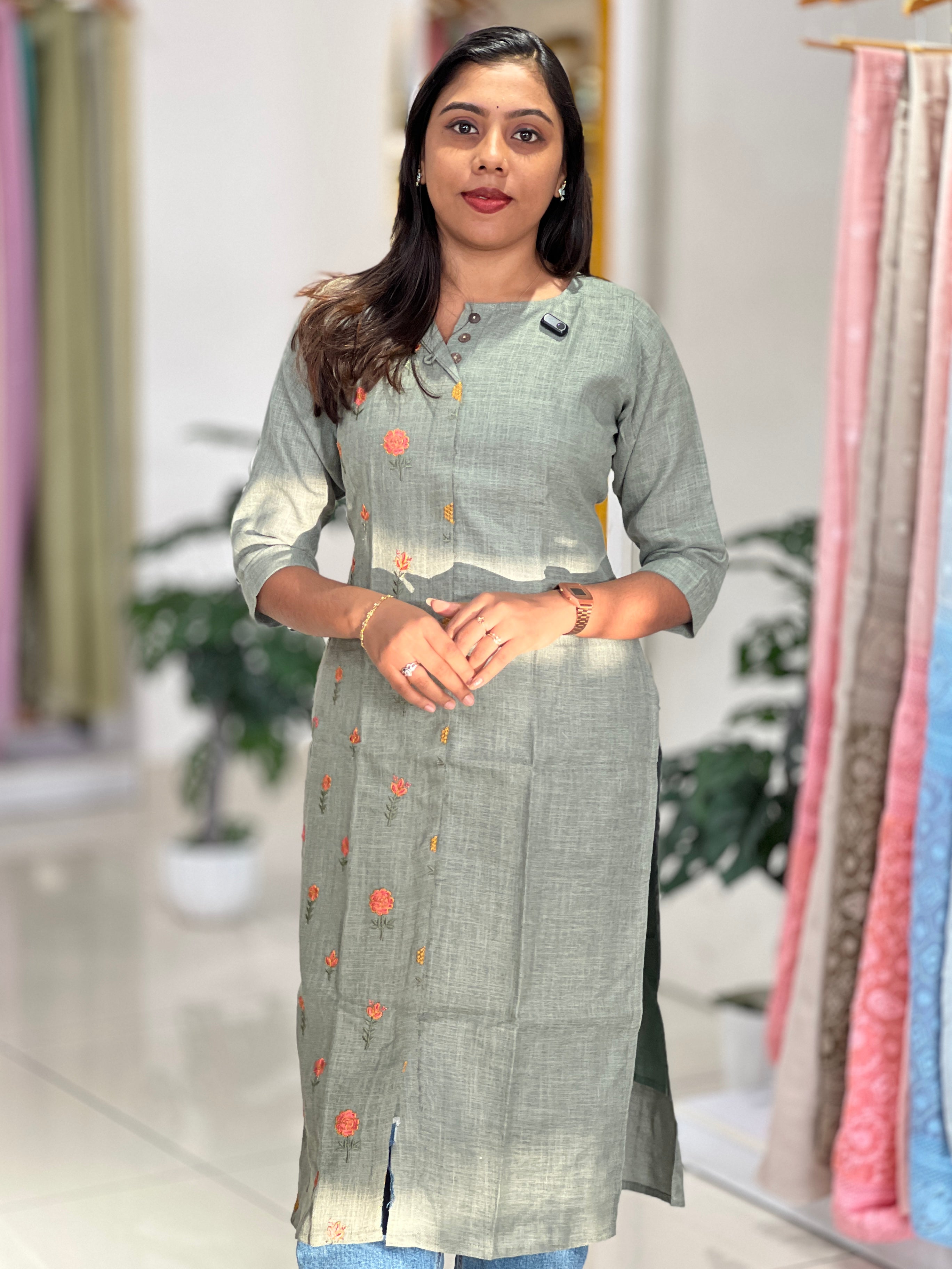 Floral Buta Printed LInen Cotton Kurta |MSN227