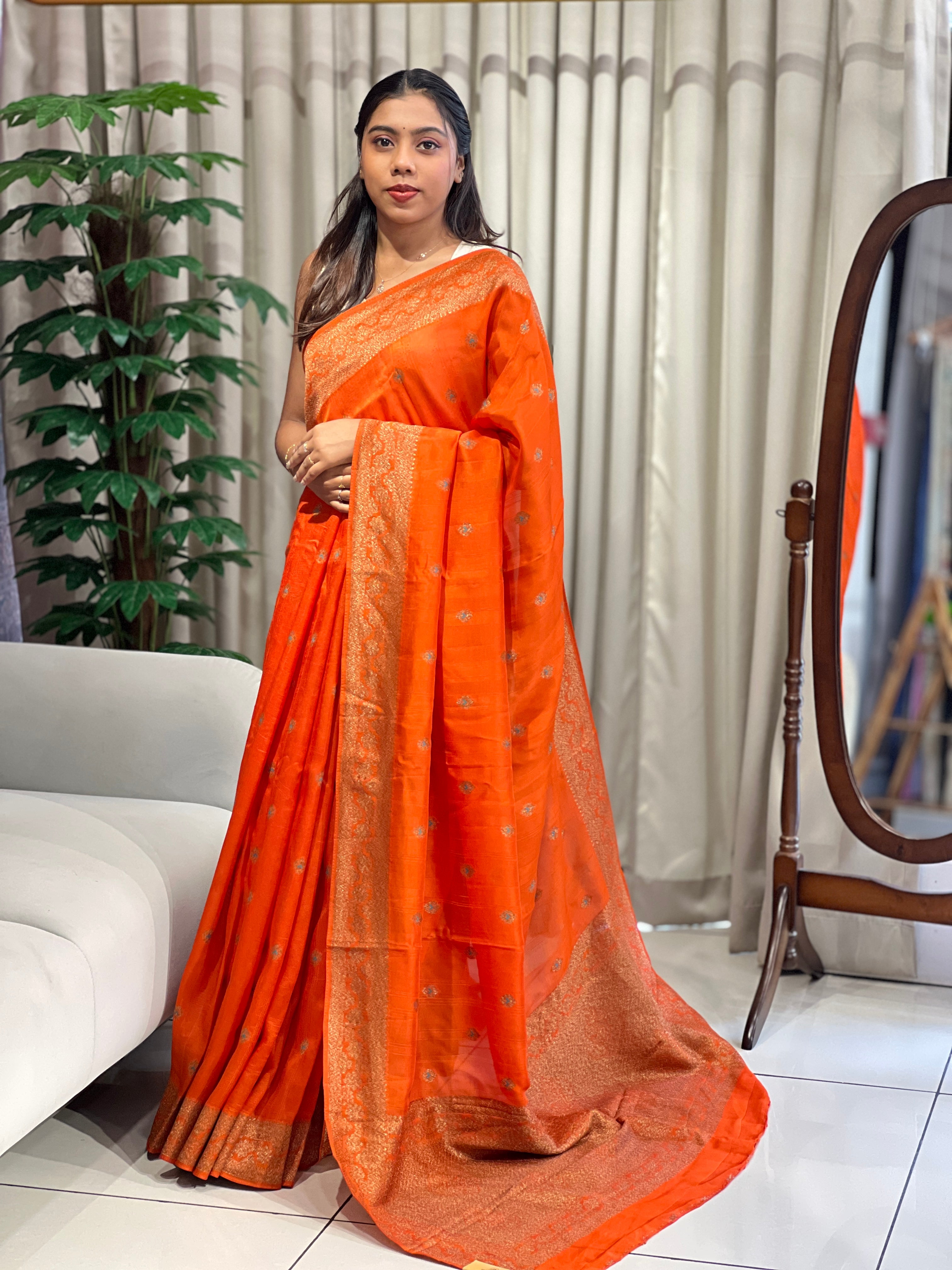 Zari and Thread Butta Detailed Semi Tussar Saree | YNG1180