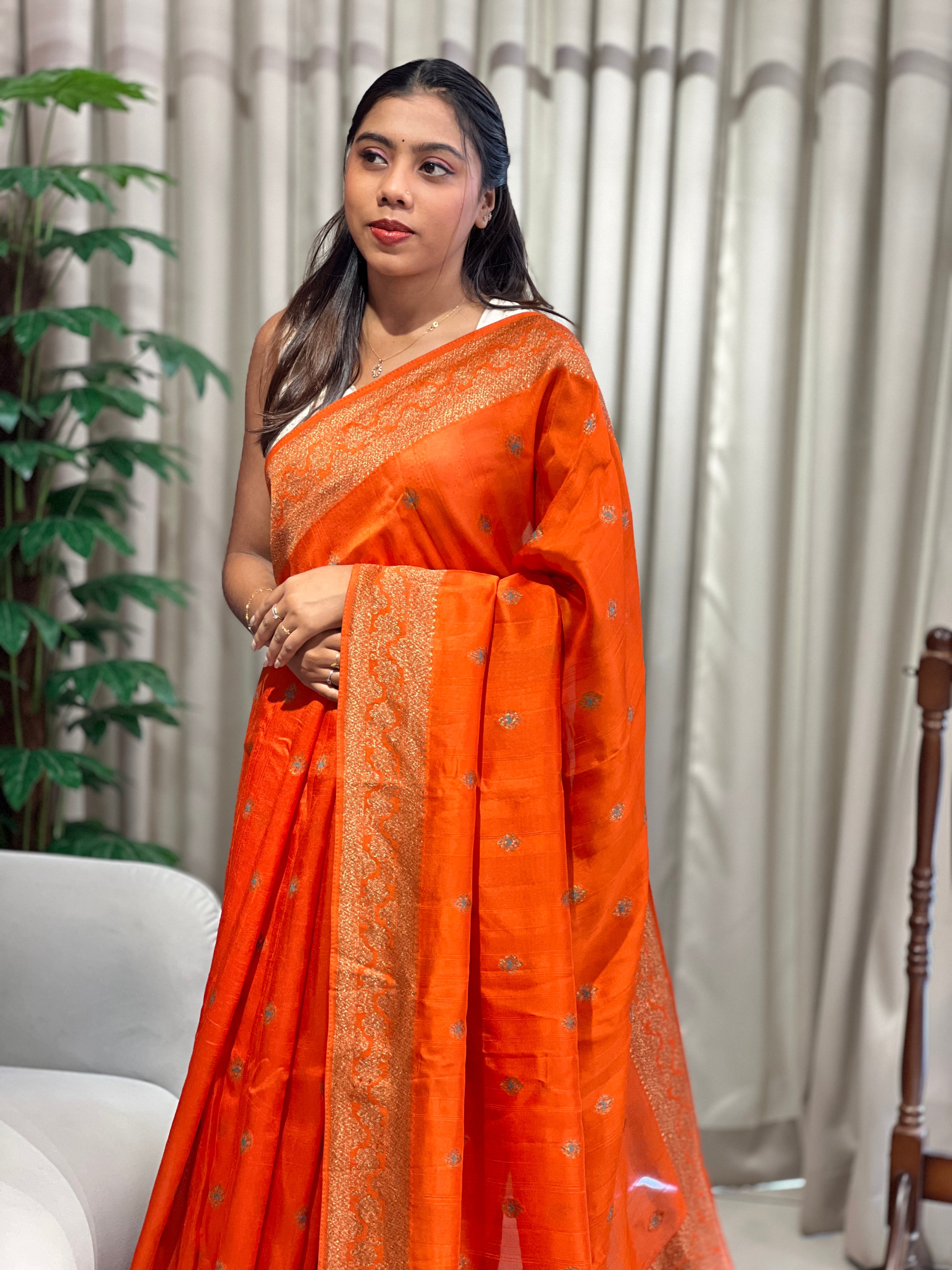 Zari and Thread Butta Detailed Semi Tussar Saree | YNG1180