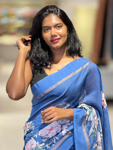 Floral Digital Print Detailed Chanderi Silk Saree | RGD407