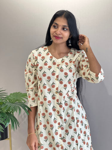 Screen Printed Cotton Kurta | NCF220