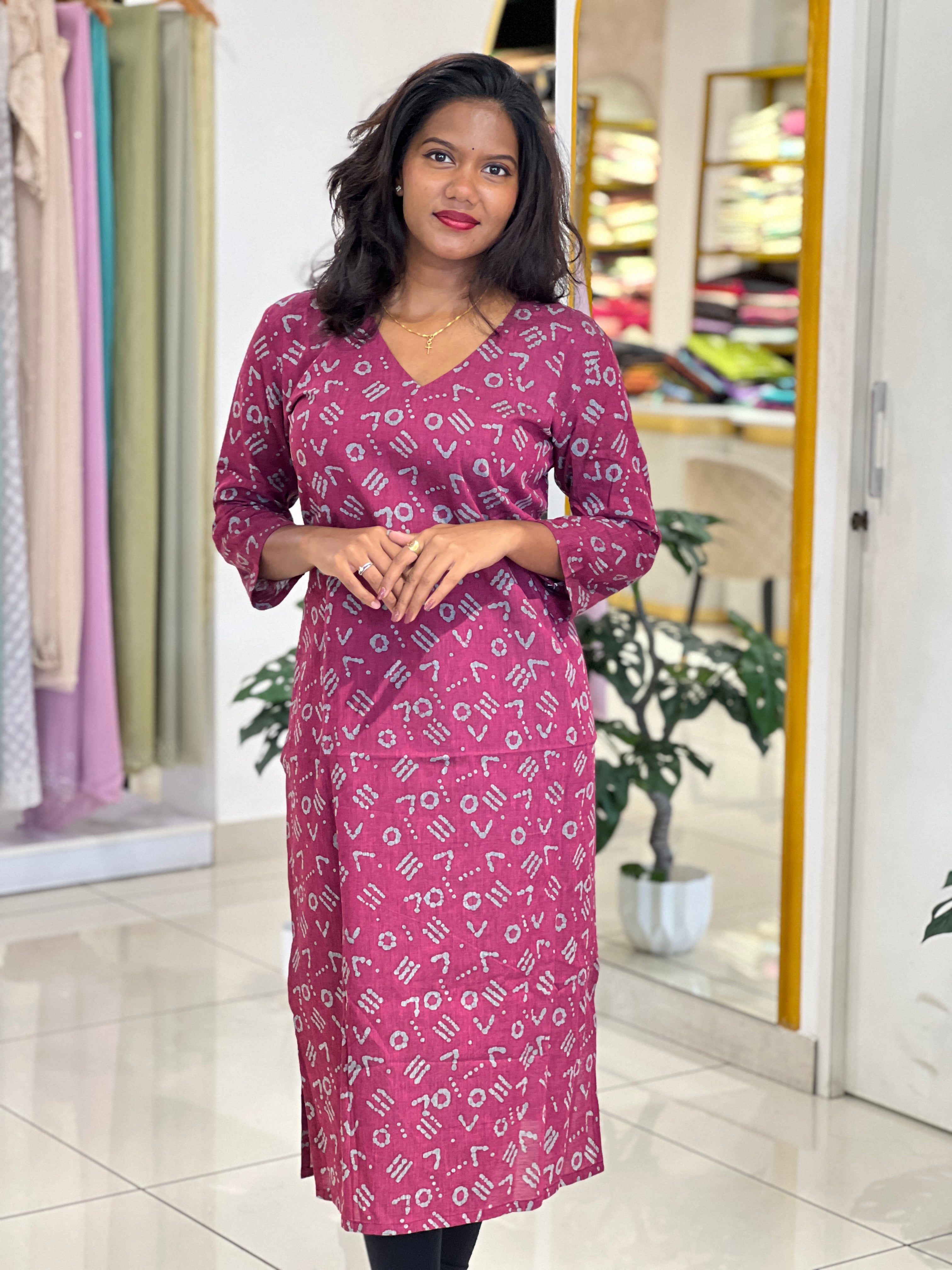 Batik Printed Cotton Kurta |DNT1173