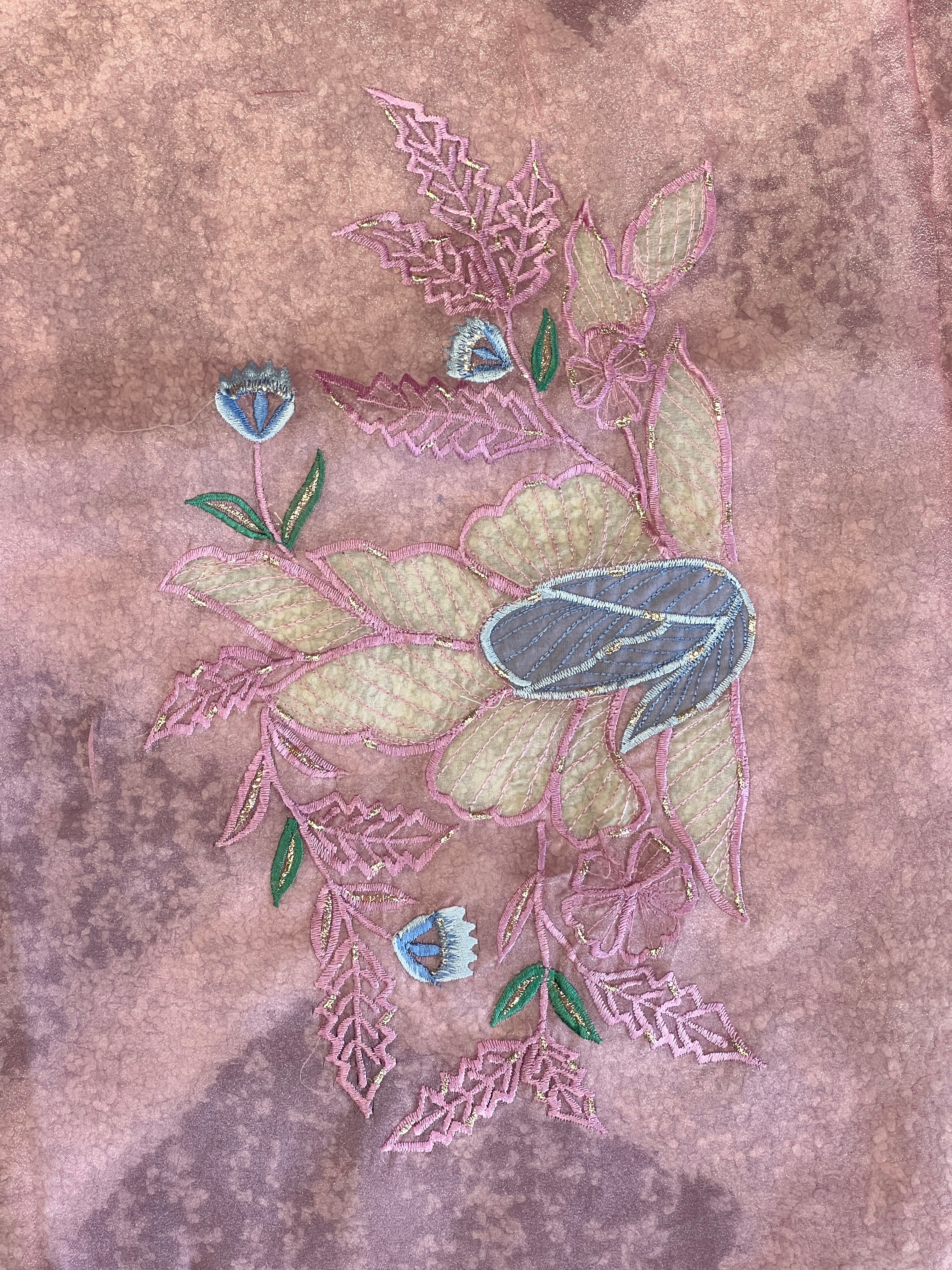 Floral Applique Detailed Shimmer Organza Saree | BLD1844