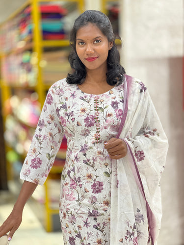 Floral Digital Printed Cotton Kurta Set | NEF106