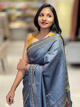 Kantha Weaved Floral Patterned Semi Tussar Saree | GAR143