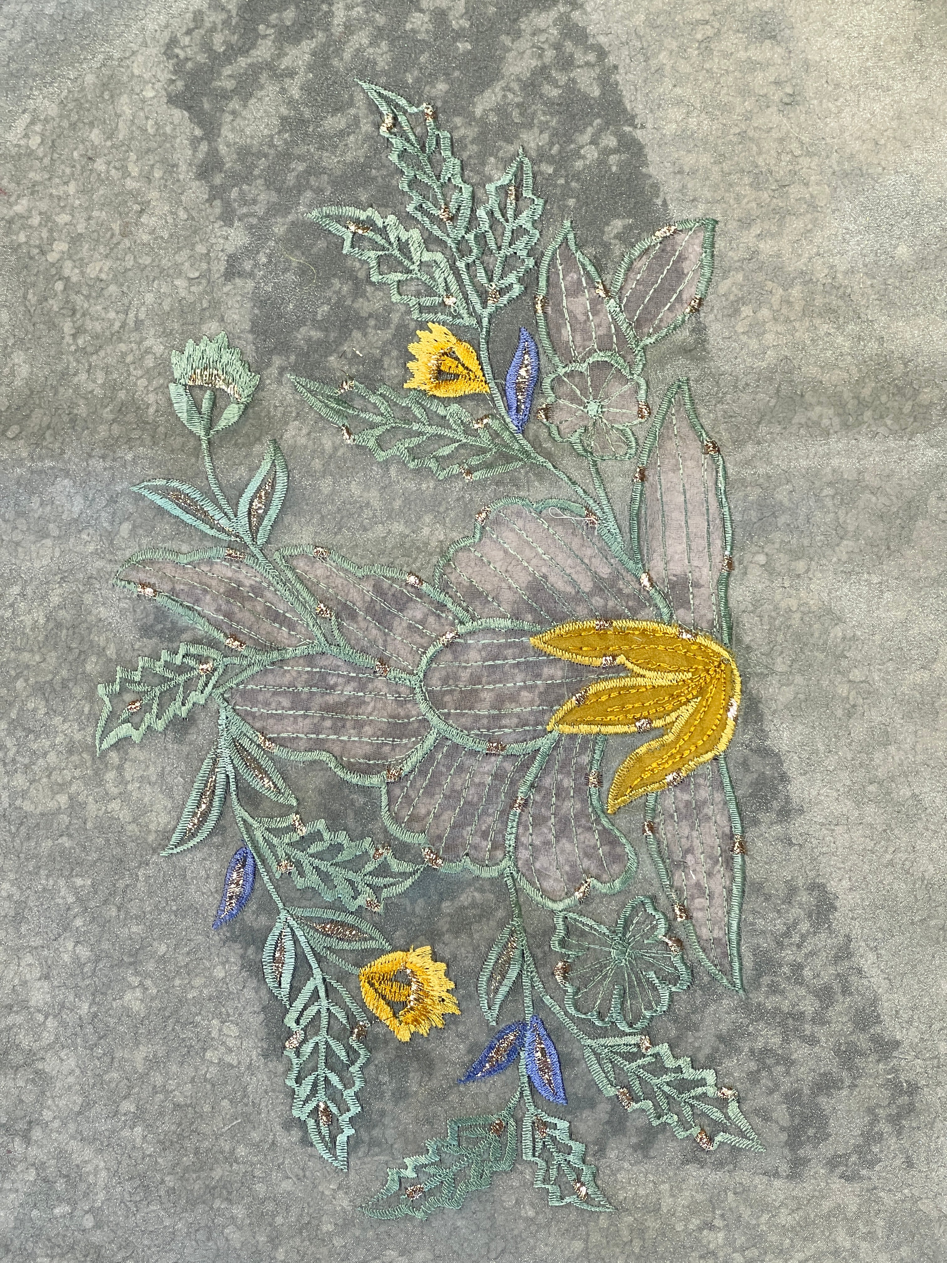 Floral Applique Detailed Shimmer Organza Saree | BLD1845