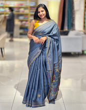 Kantha Weaved Floral Patterned Semi Tussar Saree | GAR143