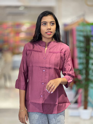 Solid Button Detailed Rayon Short Kurta | PIR119