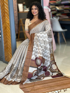 Printed Semi Tussar Saree | KSD140