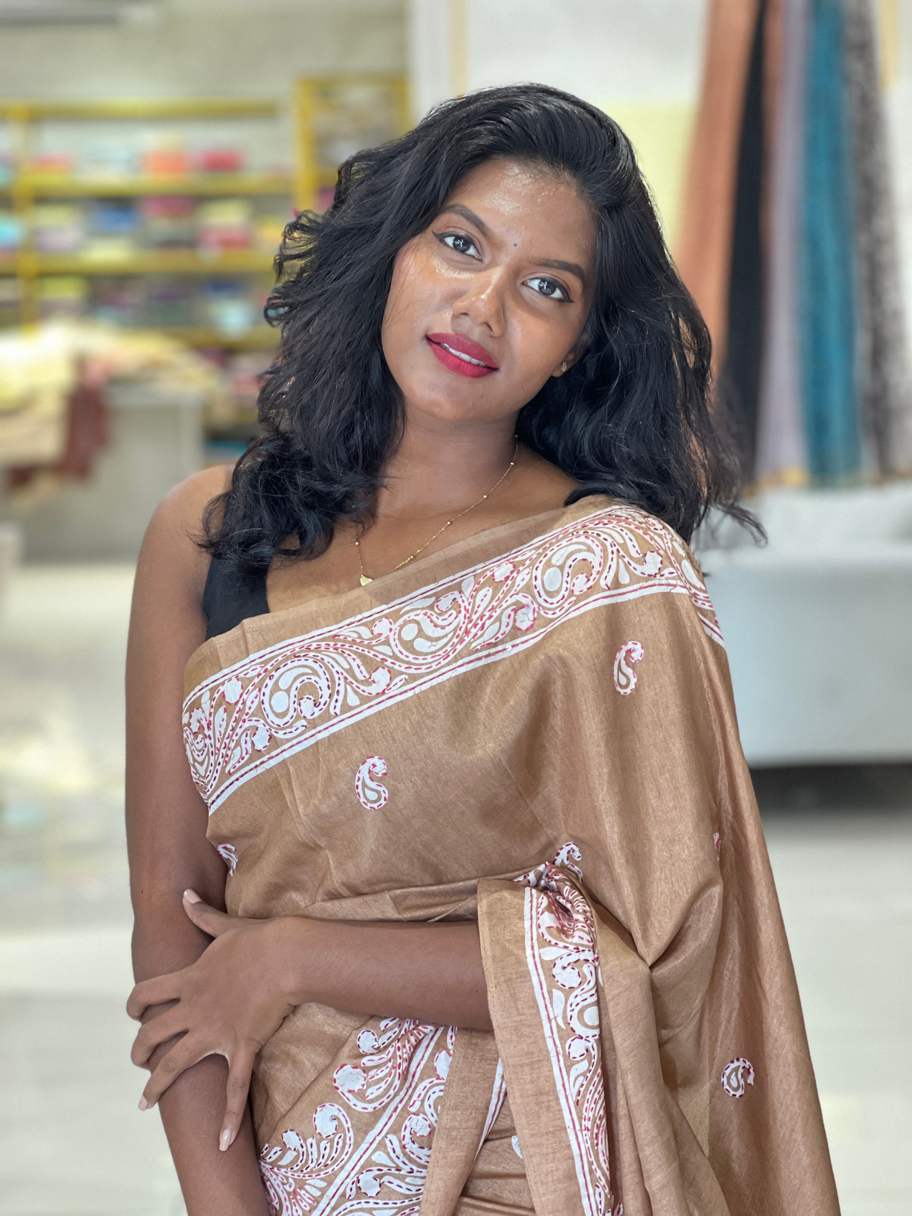 Paisley Printed Semi Tussar Saree | GAR152