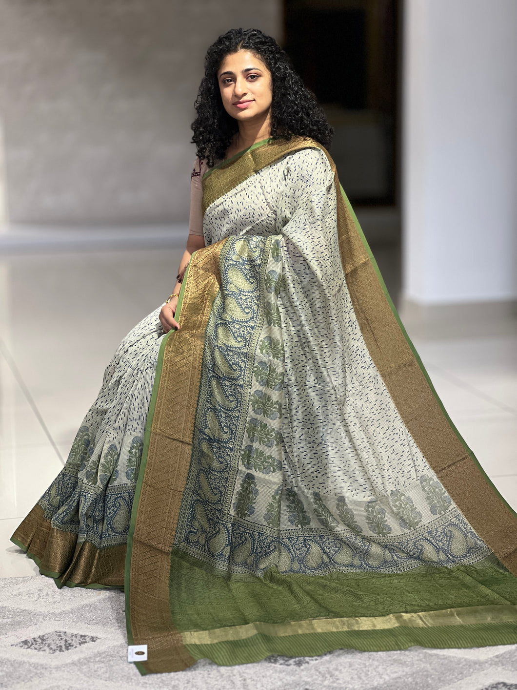 Block Printed Chanderi Silk Saree | RGD483